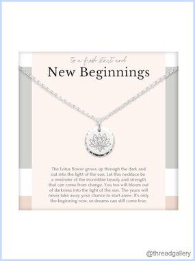 Sterling Silver Lotus Pendant Necklace 18" Cable Chain Recovery Gift